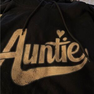 Black Hoodie with Gold 'Auntie' Print